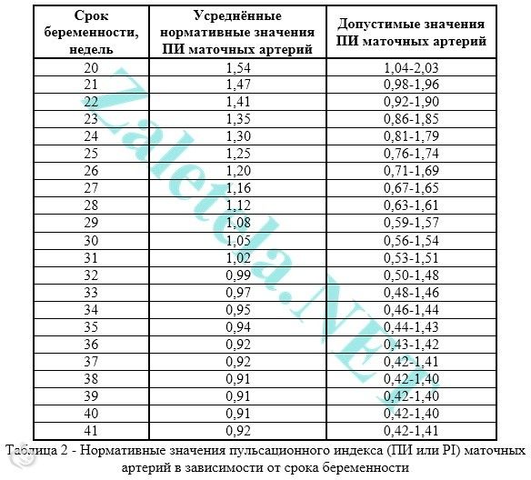 Маточной артерии при беременности норма