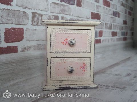 Мои рукоделочки. Мини комодики, зеркало и ключница. Шебби шик.