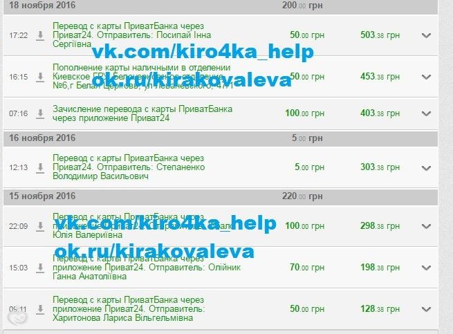 Отчет по поступлениям для Кирочки 15-20.11.2016